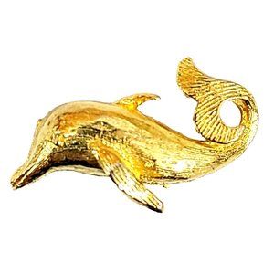 ROMA Dolphin Gold-Tone Lapel Pin Tie Tack Nautical Sea Animal Designer Figural